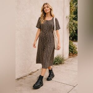 Vintage Sarah Elizabeth Rayon Midi Dress | Soft Minimal Cottagecore Size 16W